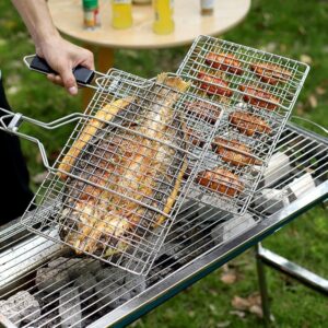 Grilling Basket, Foldable Stainless Steel BBQ Grill Basket