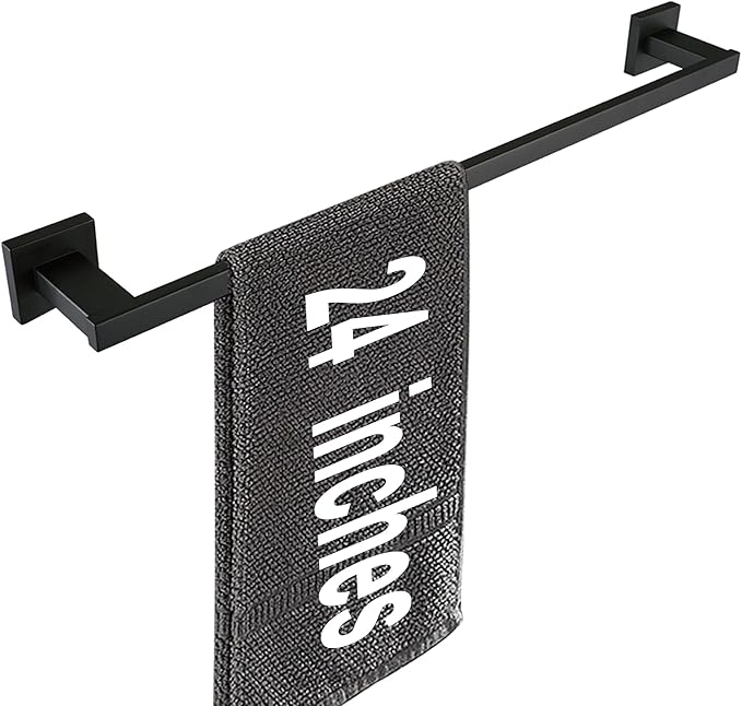 24-Inche Black Towel Bar for Bathroom Wall Mounted